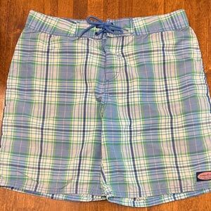 Vineyard Vines Blue and Green Plaid Board Shorts